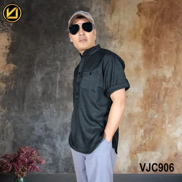 VIRJEANS (VJC906) Summer Half Sleeve Shirt For Men- Dark Navy Blue - Image 5