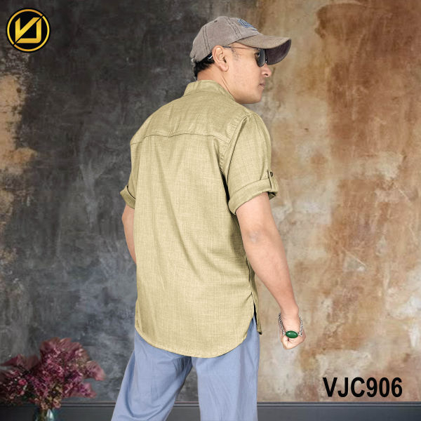 VIRJEANS (VJC906) Summer Half Sleeve Shirt For Men- Khaki - Image 3