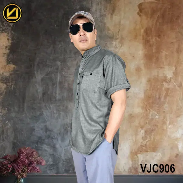 VIRJEANS (VJC906) Summer Half Sleeve Shirt For Men- Light Grey - Image 2