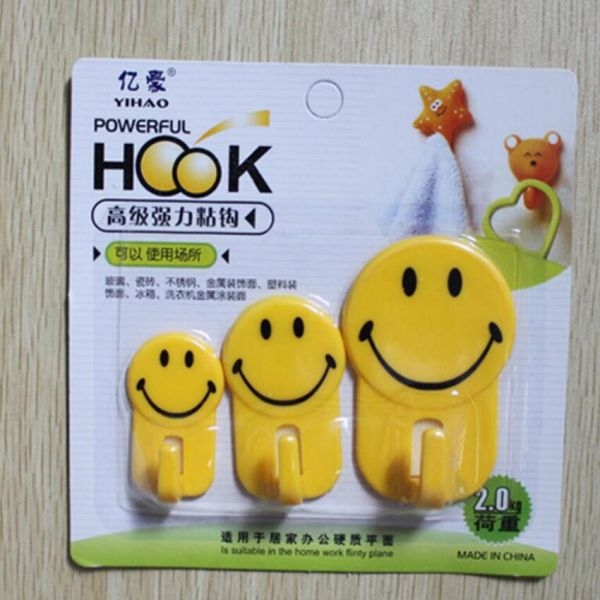 Wall Hook / Holder Smiley Face Strong Sticker Gadget 3 Pcs - Image 4