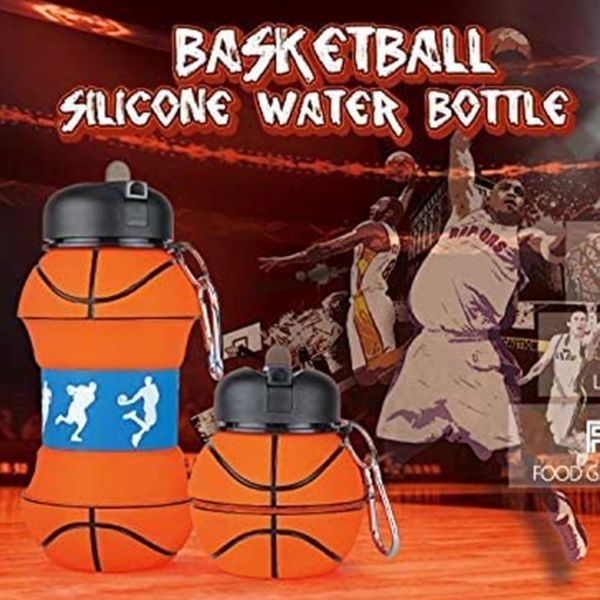 Water Bottle/ Collapsible Silicone Basketball Designed 550ml Sport Water Bottle with Keyring - Image 3