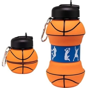 Water Bottle/ Collapsible Silicone Basketball Designed 550ml Sport Water Bottle with Keyring