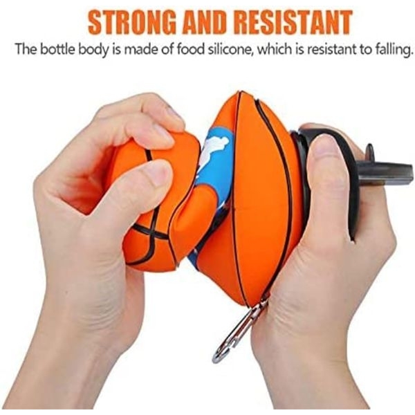 Water Bottle/ Collapsible Silicone Basketball Designed 550ml Sport Water Bottle with Keyring - Image 5