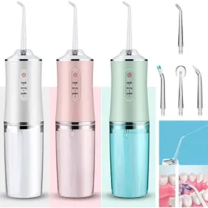 Water Flosser Professional Cordless Dental 230 ML Oral Irrigator Waterproof 3 Modes with Cleanable Water Tank Portable and Rechargeable for Teeth Care