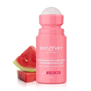 Watermelon Cooling Underarm Roll On | Odour & Sweat Controls | 4% AHA + BHA | Fresh Aqua Fragrance | Gently Exfoliates & Smooths Skin | For Men & Women | 50ml