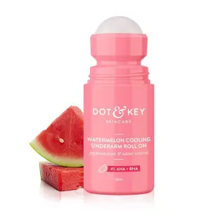 Watermelon Cooling Underarm Roll On | Odour & Sweat Controls | 4% AHA + BHA | Fresh Aqua Fragrance | Gently Exfoliates & Smooths Skin | For Men & Women | 50ml