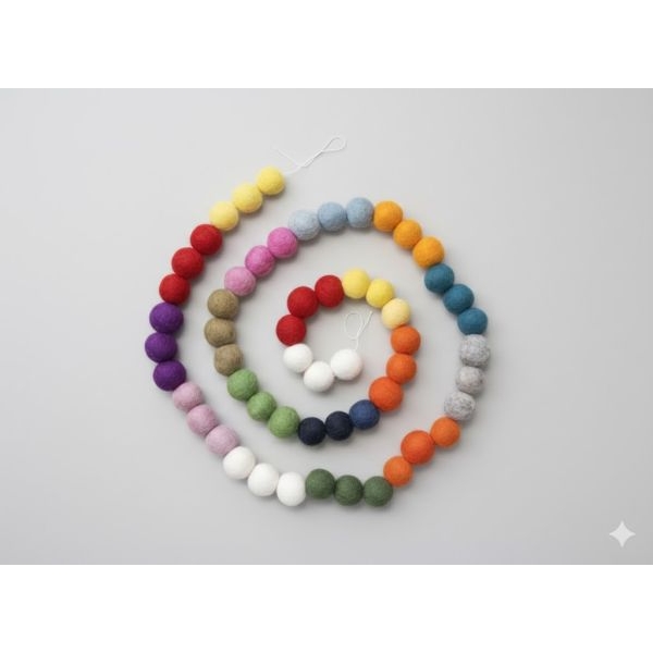 Whimsical 140 cm Hand‑Felted Wool Garland – 57 Colorful Balls - Image 2