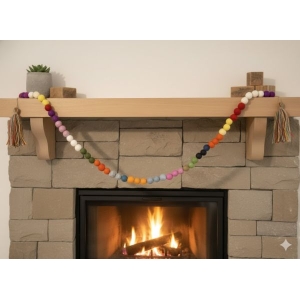 Whimsical 140 cm Hand‑Felted Wool Garland – 57 Colorful Balls