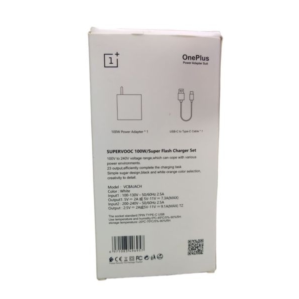 White OnePlus 100W Mobile Charger With Dash Type-C Cable Red - Image 3