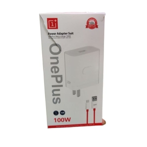 White OnePlus 100W Mobile Charger With Dash Type-C Cable Red