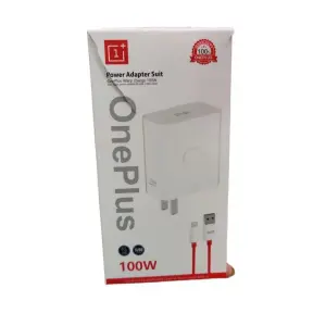 White OnePlus 100W Mobile Charger With Dash Type-C Cable Red