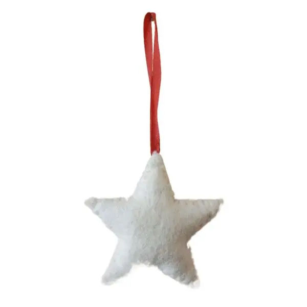 White & Red Color Felt Handmade Star Ornament, Home Décor, Christmas Décor - Image 2