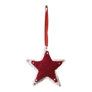 White & Red Color Felt Handmade Star Ornament, Home Décor, Christmas Décor