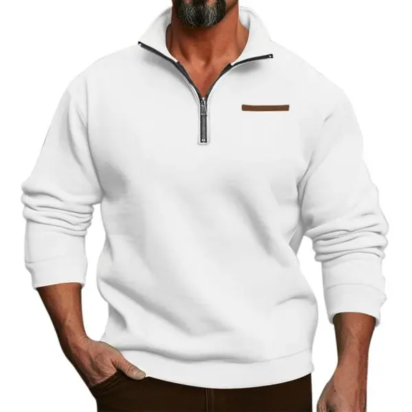 Winter Warm Cotton Fleece Half Zipped Sweatshirt For Men's. - Image 2