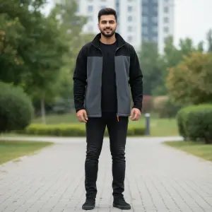 Winter Warm Polar Fleece Contrast Jacket For Men's.