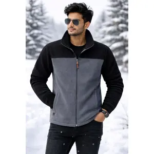 Winter Warm Polar Fleece Contrast Jacket For Men's .