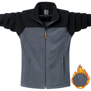 Winter Warm Polar Fleece Contrast Windcheater Jacket For Men's.
