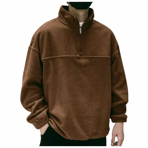 Winter Warm Polar Fleece Half Zipped Sweatshirt For Men's. - Image 2