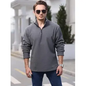 Winter Warm Polar Fleece Half Zipped Sweatshirt For Men's.