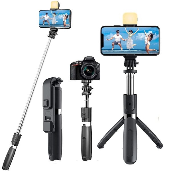 With Light And Without Light Adjustable Multifunctional Selfie Stick For Mobile & GoPro With Bluetooth Remote - Image 2