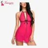 Women Babydoll Nightwear Lingerie with Open Front With G String Panty Free Size Pink Color