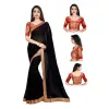Women Chiffon Embellished Saree with Blouse Piece Free Size Black Color