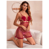Women Heart Design Nightwear Lingerie Set Babydoll NightDress With G String Panty Free Size Red Color