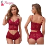 Women Lace Lingerie Bra Panty Set Free Size Maroon Color