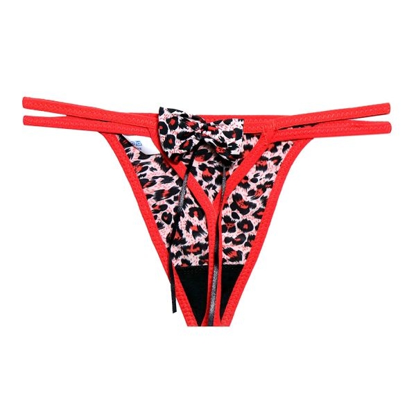 Women Lace Tiger Print Thong Panty Free Size Red Color - Image 2