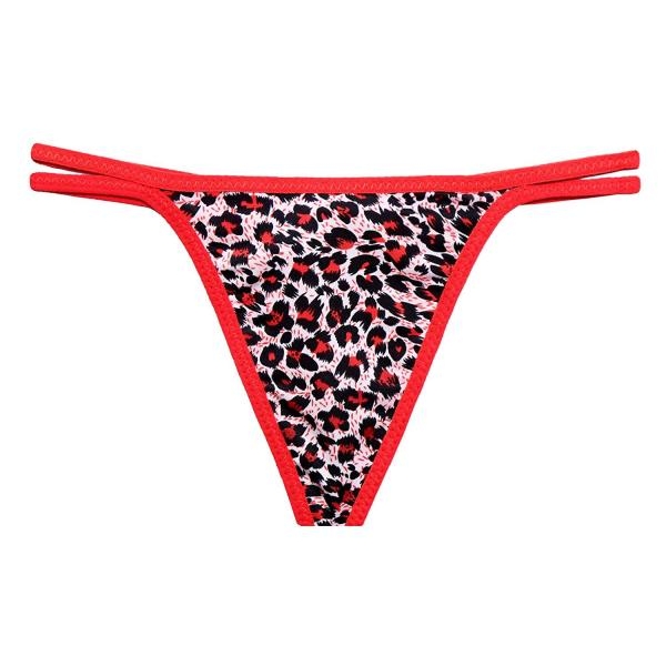 Women Lace Tiger Print Thong Panty Free Size Red Color - Image 5