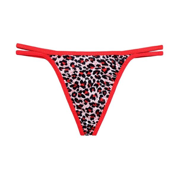 Women Lace Tiger Print Thong Panty Free Size Red Color