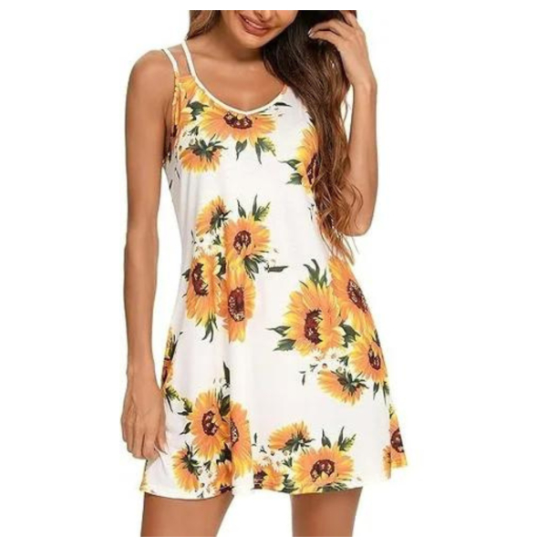 Women Nightgown Print Nightshirt Tank Sleep Dress Sleepwear With G string panty Free Size - Image 2
