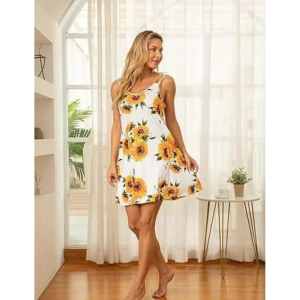 Women Nightgown Print Nightshirt Tank Sleep Dress Sleepwear With G string panty Free Size