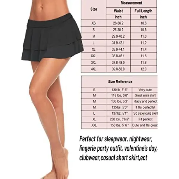 Women Pleated Mini Skirt Solid Ruffle Lingerie Skirts Free Size Black Color - Image 4