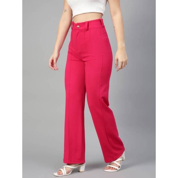 Women Regular Fit Pink Viscose Rayon Trousers Formal Flattering Comfort for office Women girls Jeans - Image 2