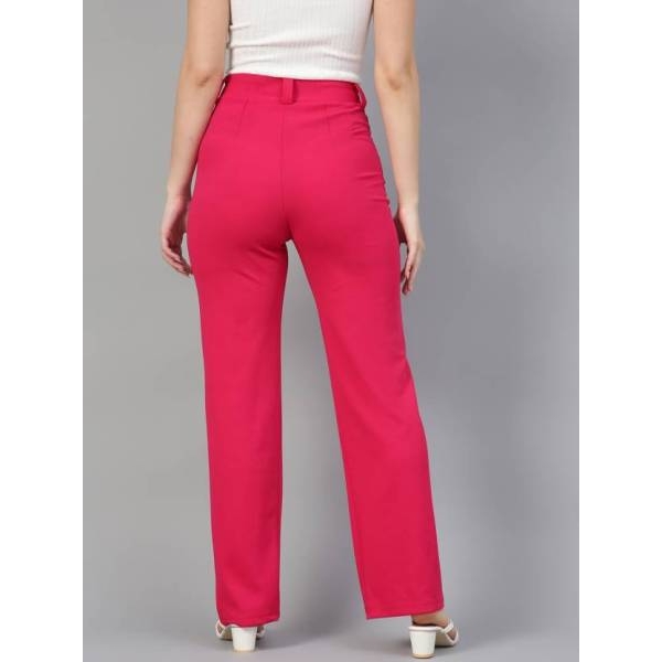 Women Regular Fit Pink Viscose Rayon Trousers Formal Flattering Comfort for office Women girls Jeans - Image 4