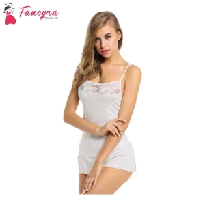 Women Solid Above knee Baby Doll Lingerie With G String Panty White Color Free Size