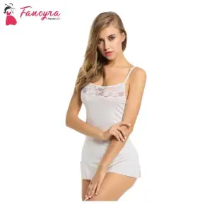 Women Solid Above knee Baby Doll Lingerie With G String Panty White Color Free Size