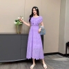 Women's Chicken Print Cotton Long Off-Shoulder Dress