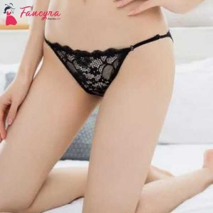 Women's Lace Thong Panty Free Size Black Color