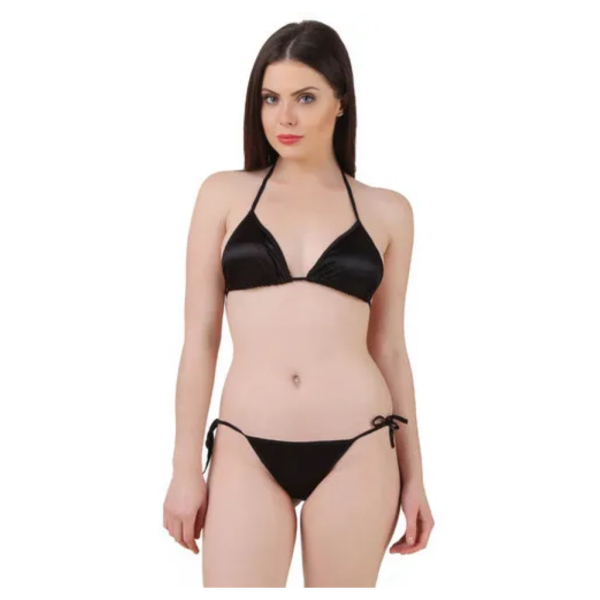 Womens Non Padded Bra Panty Set Black Color Free Size - Image 5