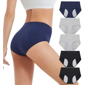 Womens Period Panties Leak-Proof Cotton Briefs Menstrual Underwear Waterproof