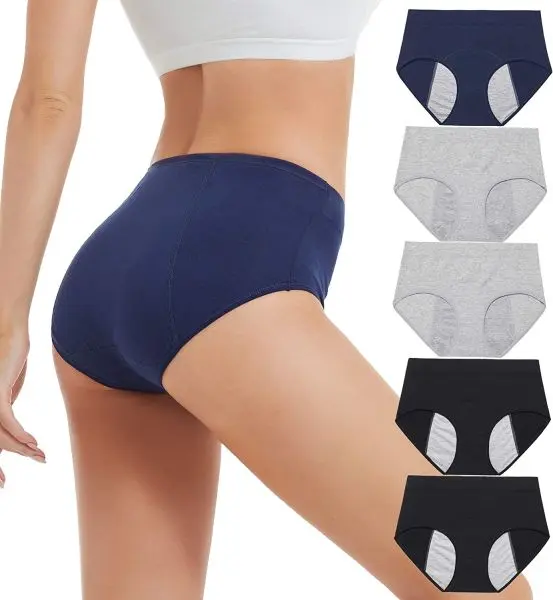 Womens Period Panties Leak-Proof Cotton Briefs Menstrual Underwear Waterproof