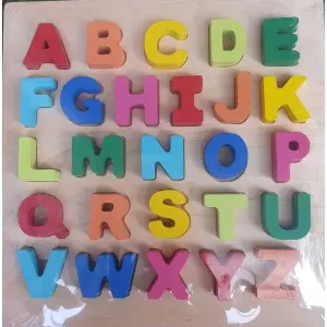 Wooden ABCD Block/ Wooden Englinsh Alphabet Blocks of Capital letters By Mitrata