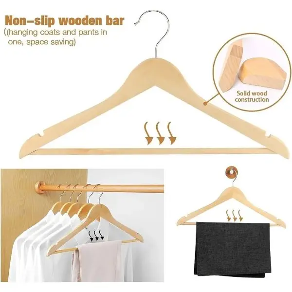 Wooden Clothes Hanger For Unisex Hanger For hanging Coat Jacket Pant - Image 2