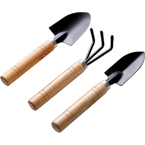 Wooden Handle Small Sharp Shovel Rake Mini Garden Tool Set Small | Mini Garden Tool Set With Easy Grip Wooden Handle - Image 2