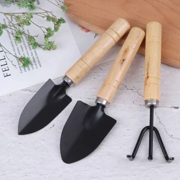 Wooden Handle Small Sharp Shovel Rake Mini Garden Tool Set Small | Mini Garden Tool Set With Easy Grip Wooden Handle - Image 3