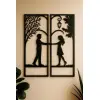 Wooden Love Couple 2pc Set Wall Canvas in Silhouette Beautiful Home Decor Art and Gift for Rooms in Black Multiple Variations