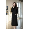 Wool Long Dress With High Neck. Front Two Pocket With Full Sleeve