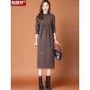 Wool Long Dress. Tee Neck Design With Front Gater For Fit On Big Size Too.